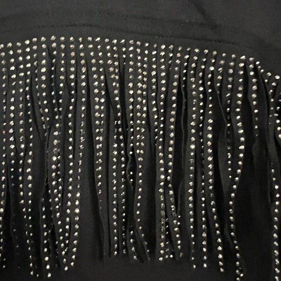 VERO MODA NWT Kaidyn Rhinestone Fringe Pullover Sweatshirt Sweater Black - Picture 3 of 4